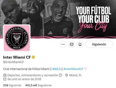 Crecimiento de seguidores del Inter Miami en Twitter tras el anuncio de Messi. Foto: NA.