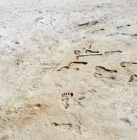 Huellas en el Parque Nacional White Sands, Estados Unidos. Foto: X