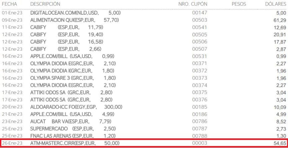 El dinero extraído y su conversión. Foto: Gentileza InfoViajera.