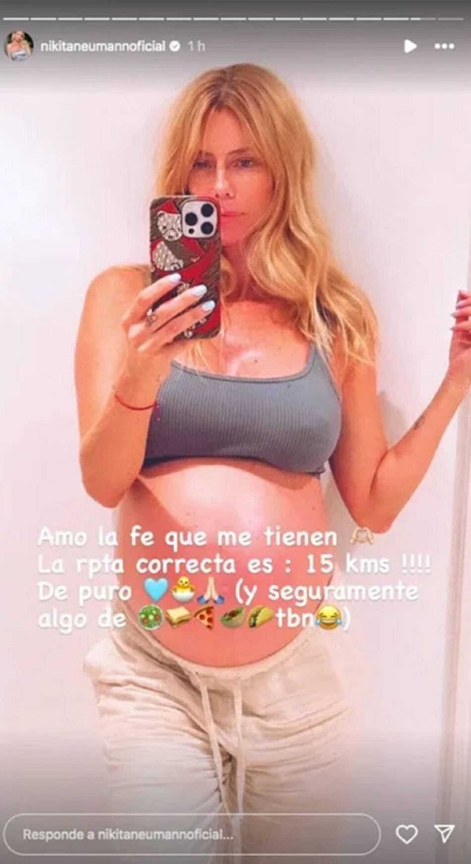 Nicole Neumann contó cuántos kilos aumentó. Foto: Instagram.