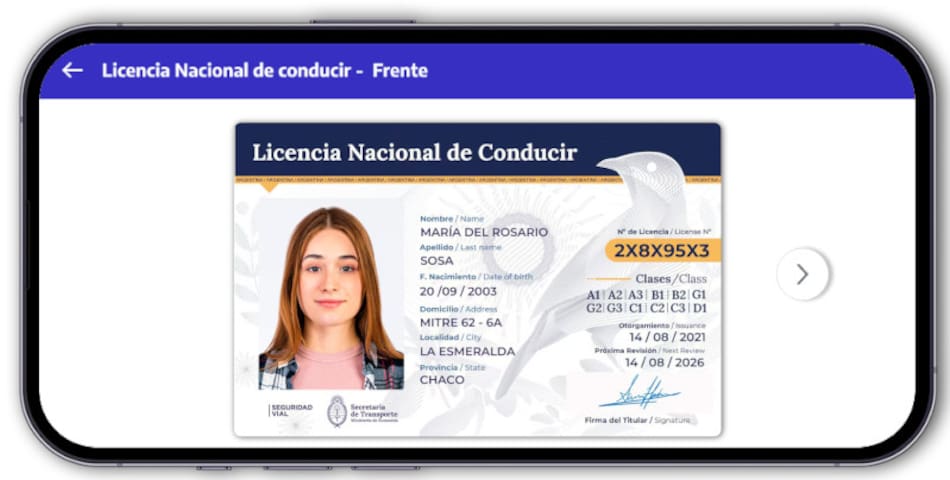 Licencia de conducir digital.