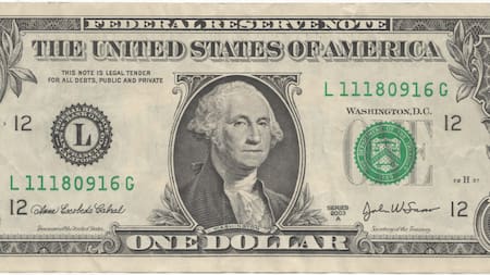 Un billete de un dólar convencional.