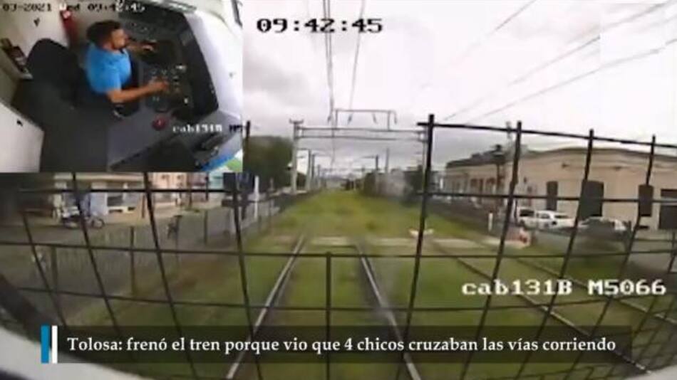 Casi una tragedia en Tolosa: un tren frenó de golpe porque cuatro chicos cruzaban corriendo por las vías