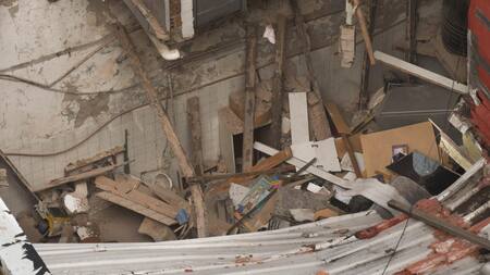 Derrumbe en Floresta. Foto: Télam.