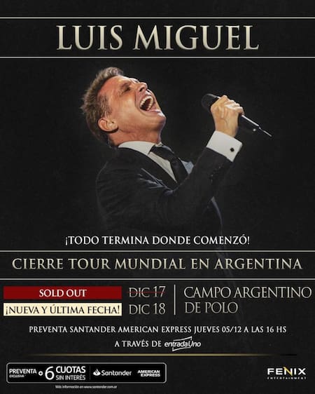 Nueva fecha de Luis Miguel en Argentina. Foto: Fenix.