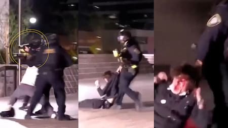 Agresión de la policía de Estados Unidos a un manifestante.