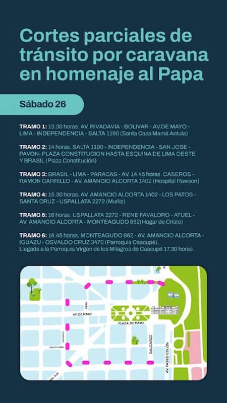 Cortes por misa en conmemoración al Papa Francisco. Foto argentina.gob.ar