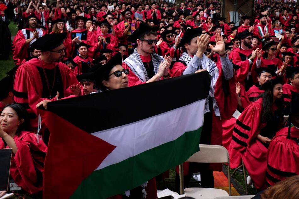 Protesta propalestina en la Universidad de Harvard. Foto: Reuters