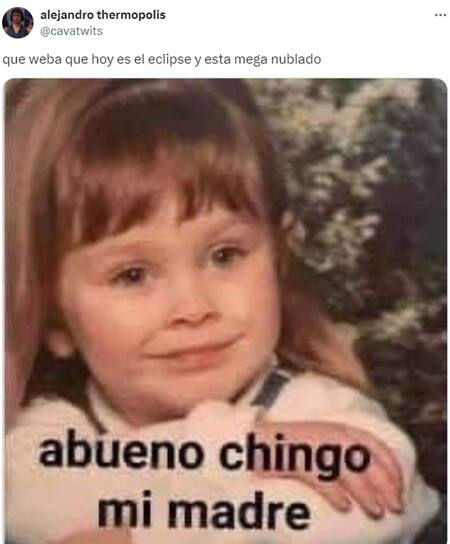 Memes sobre el eclipse solar. Foto: X.