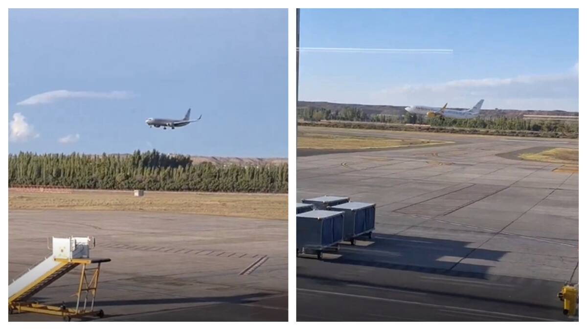 Las imágenes del avión que "amagó" con aterrizar. Foto: captura de video.