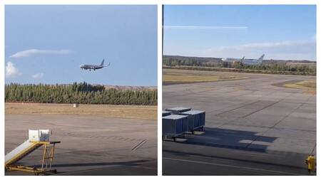 Las imágenes del avión que "amagó" con aterrizar. Foto: captura de video.