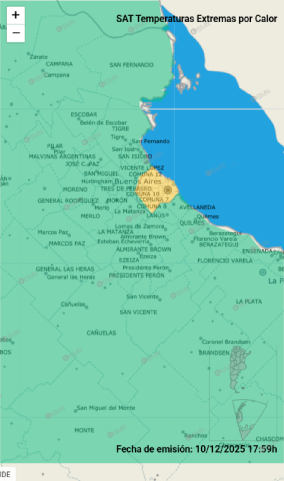 Alerta amarilla por ola de calor en Buenos Aires.
