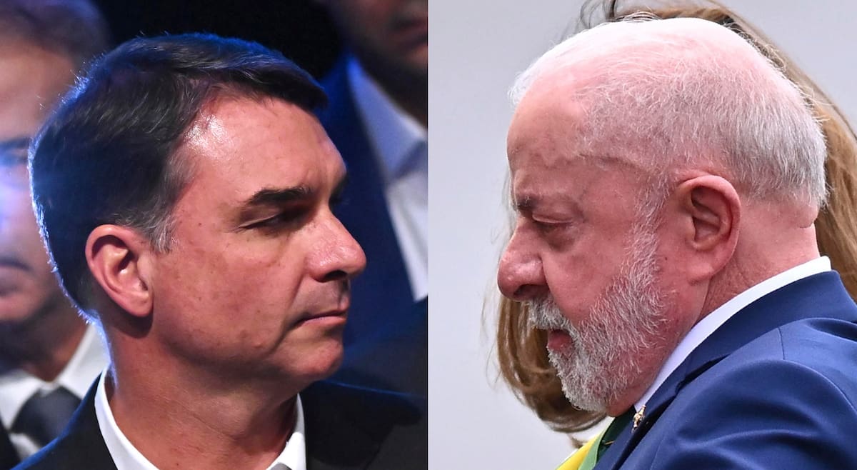 Combo de fotografías de archivo que muestra al presidente de Brasil, Luiz Inácio Lula da Silva (d) y al senador Flávio Bolsonaro.