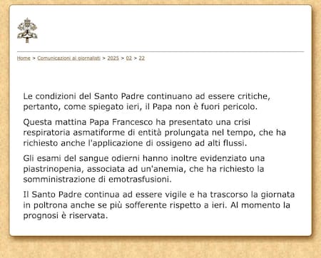 Comunicado del Vaticano