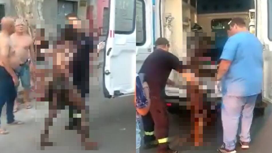 Intentó robar cables y terminó con el 90% de su cuerpo quemado. Foto: captura video.