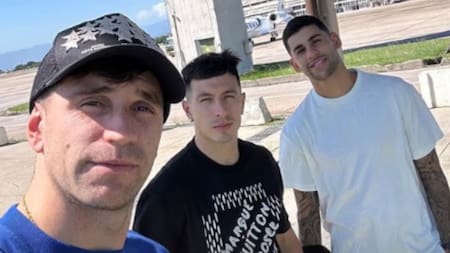 Emiliano Martínez, Lisandro Martínez y Cuti Romero. Foto: Instagram @emi_martinez26