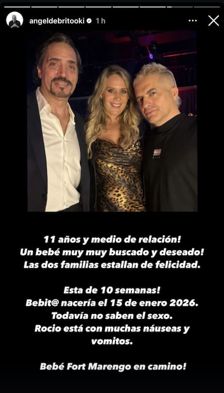 Ángel de Brito confirmó que Rocio Marengo está embarazada. Foto captura Instagram