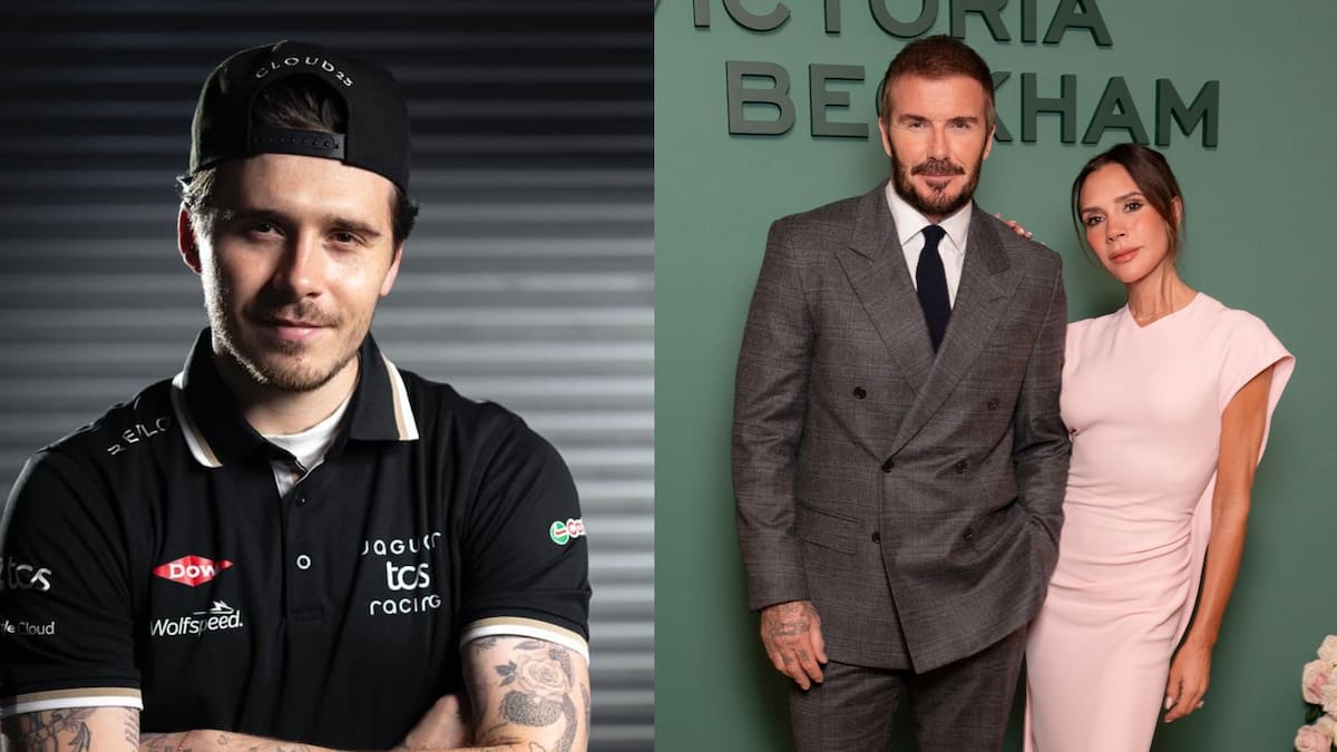 Brooklyn, David y Victoria Beckham.