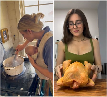 Así se muestran las referentes del "trad wife" en TikTok. Fotos: captura video.