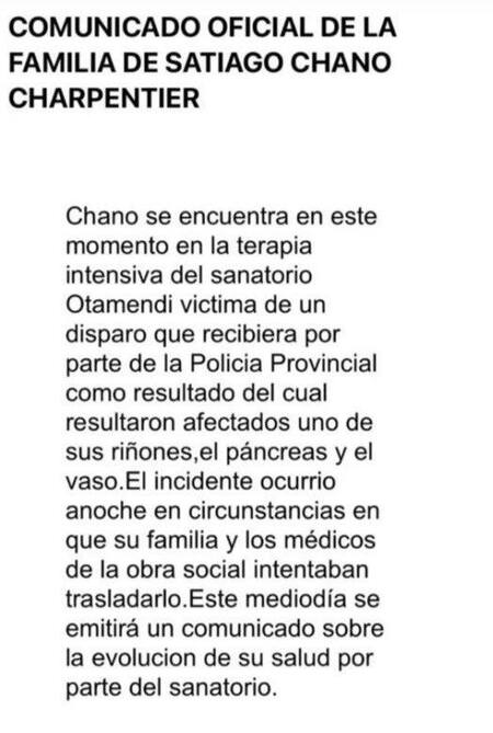Comunicado de la familia de Chano ante el brote psicótico