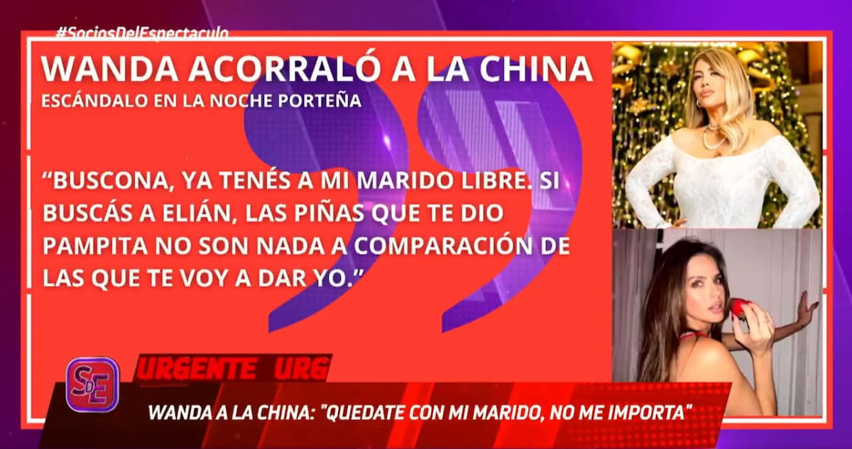 Las tremendas frases que le dijo Wanda Nara a la China Suárez. Foto: Captura ElTrece.