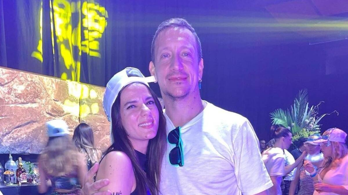 Nicolás Vázquez y Gimena Accardi en la fiesta de Messi. Foto: Instagram @nicovazquezok.