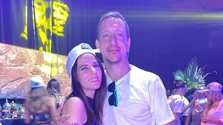 Nicolás Vázquez y Gimena Accardi en la fiesta de Messi. Foto: Instagram @nicovazquezok.