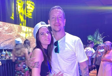 Nicolás Vázquez y Gimena Accardi en la fiesta de Messi. Foto: Instagram @nicovazquezok.