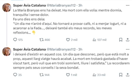 El posteo de la familia de María Branyas. Foto: redes sociales.