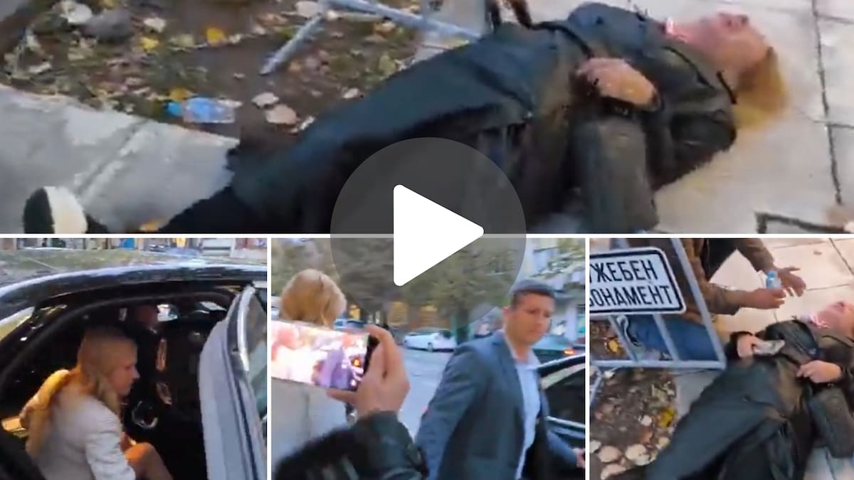 Impactante video: un escolta de la presidenta del Parlamento de Bulgaria derribó a una periodista y la dejó con graves lesiones