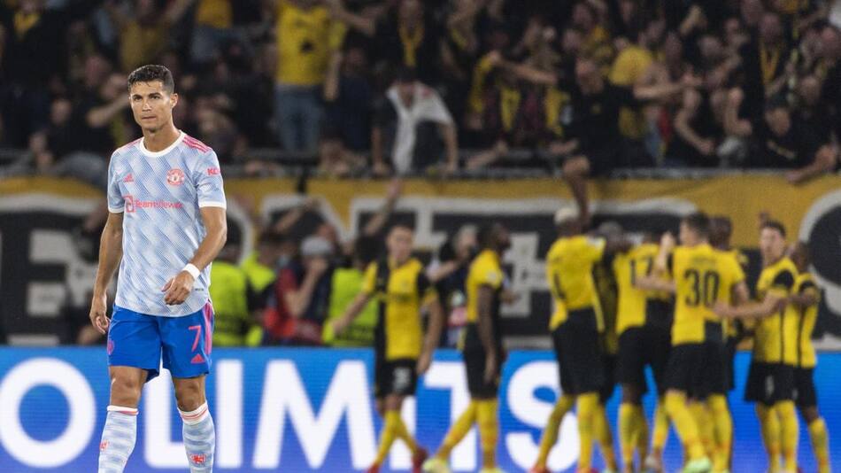 Champions League, Festejo del Young Boys ante el Manchester United de Cristiano Ronaldo. AGENCIA EFE