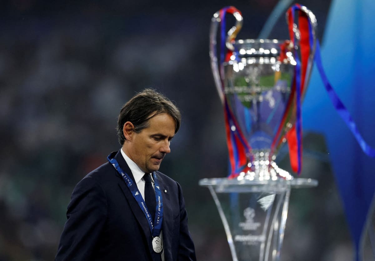 Simone Inzaghi tras la derrota del Inter en la final de la Champions League. Foto: REUTERS.