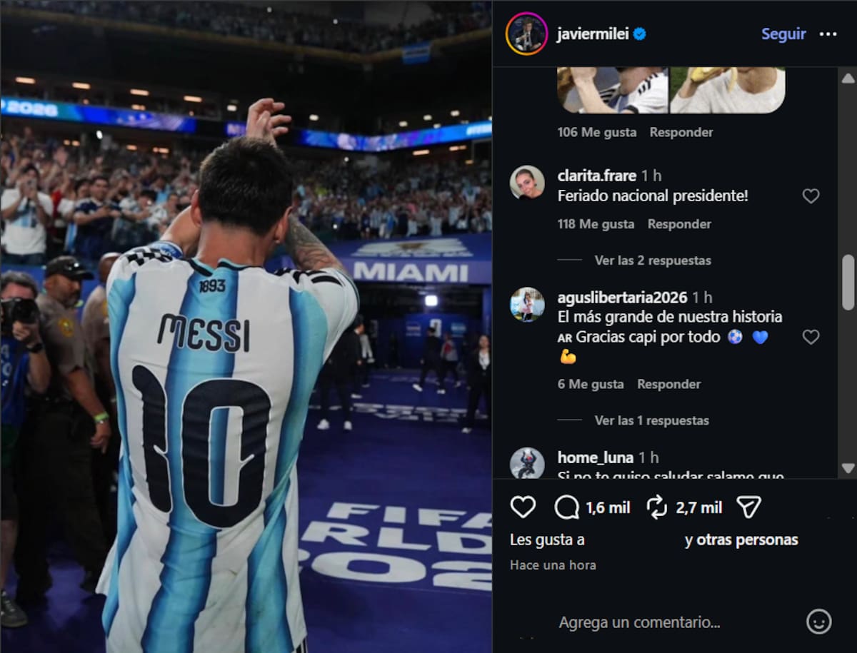 El presidente utilizó su cuenta de Instagram.