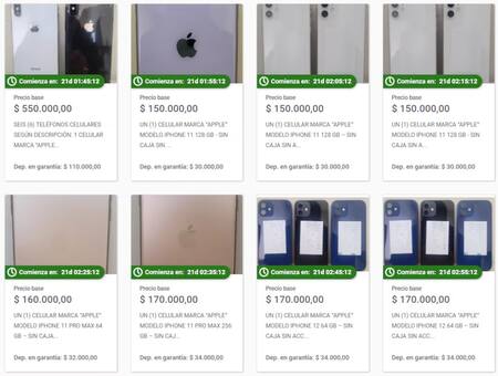 Los celulares que ofrece ARCA. Foto: captura Banco Ciudad.