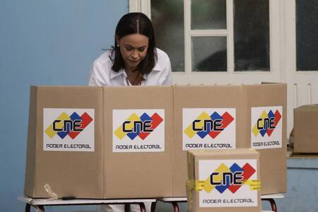 María Corina Machado en las elecciones de Venezuela. Foto: EFE.