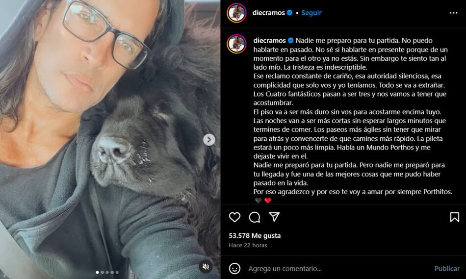 El conmovedor posteo de Diego Ramos. Foto: redes.