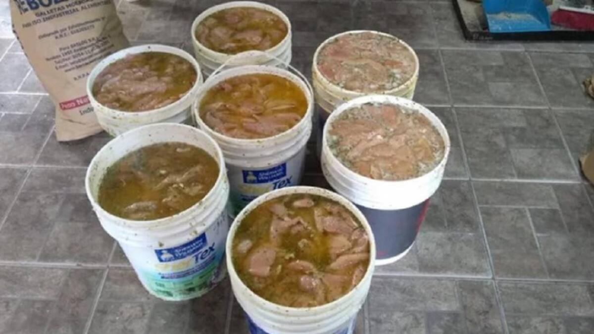 Clausuraron una fábrica clandestina en Mar del Plata que hacía milanesas y las guardaba en tachos de pintura