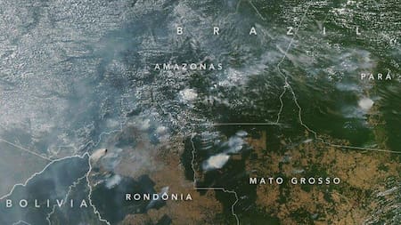 Incendios en la Amazonia, vistos desde el espacio por la NASA