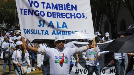Marchan en Ecuador para votar "No" a prohibir petróleo en Yasuní. Foto: EFE
