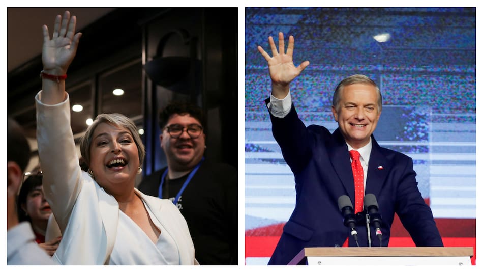 Los dos candidatos para el balotaje en Chile: Jeannette Jara y José Antonio Kast.