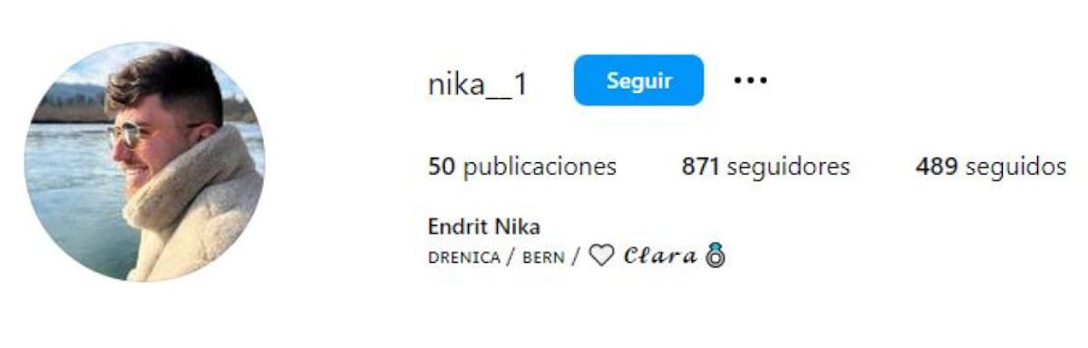El perfil de Instagram de Endrit Nika. Foto: captura de pantalla.