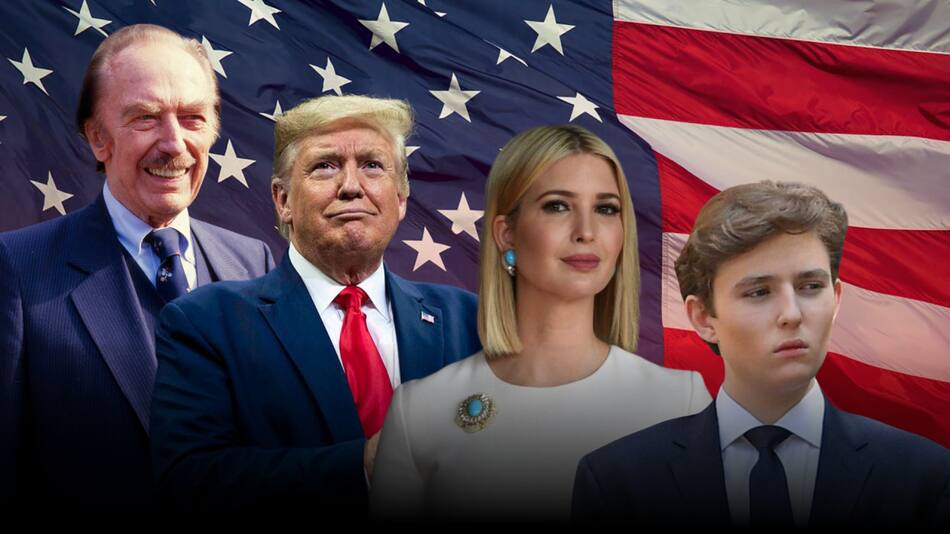 Donald Trump junto a tres de sus hijos. Foto: Reuters.