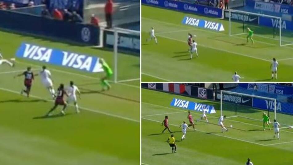El hat trick en contra de Meikayla Moore