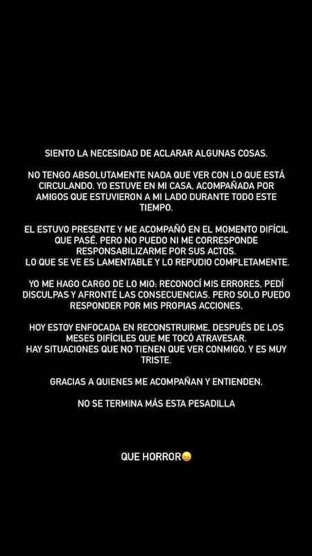 Mensaje de Agostina Páez tras la viralización del video de su padre.