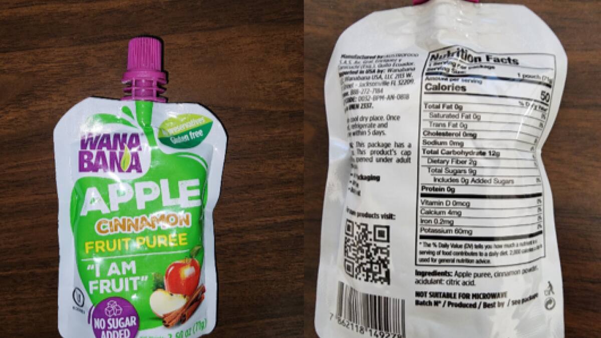 Las bolsas de puré de fruta de la marca WanaBana. Foto: Twitter