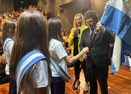 Javier Milei en el acto de apertura del ciclo lectivo 2024. Foto: NA.