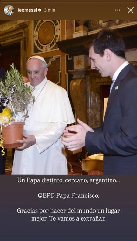 Lionel Messi despidió al papa Francisco. Foto: Instagram