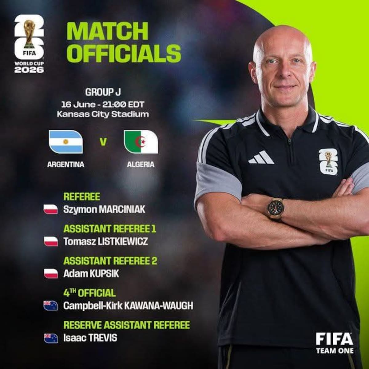 Szymon Marciniak, árbitro de Argentina - Argelia.
