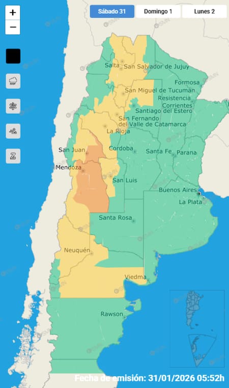 Distintas provincias en alerta por tormentas.