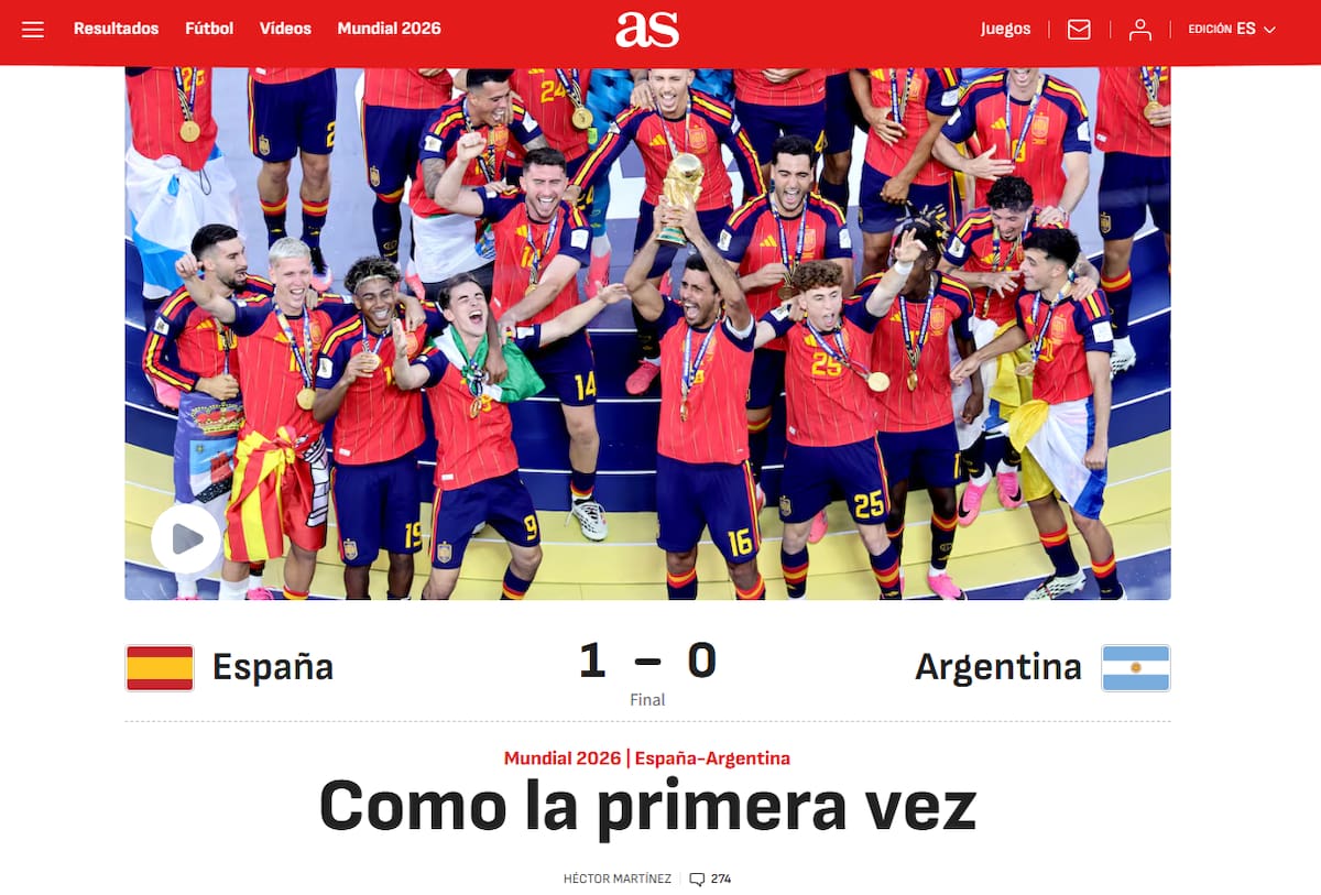 Tapa de medios españoles tras la final del Mundial.